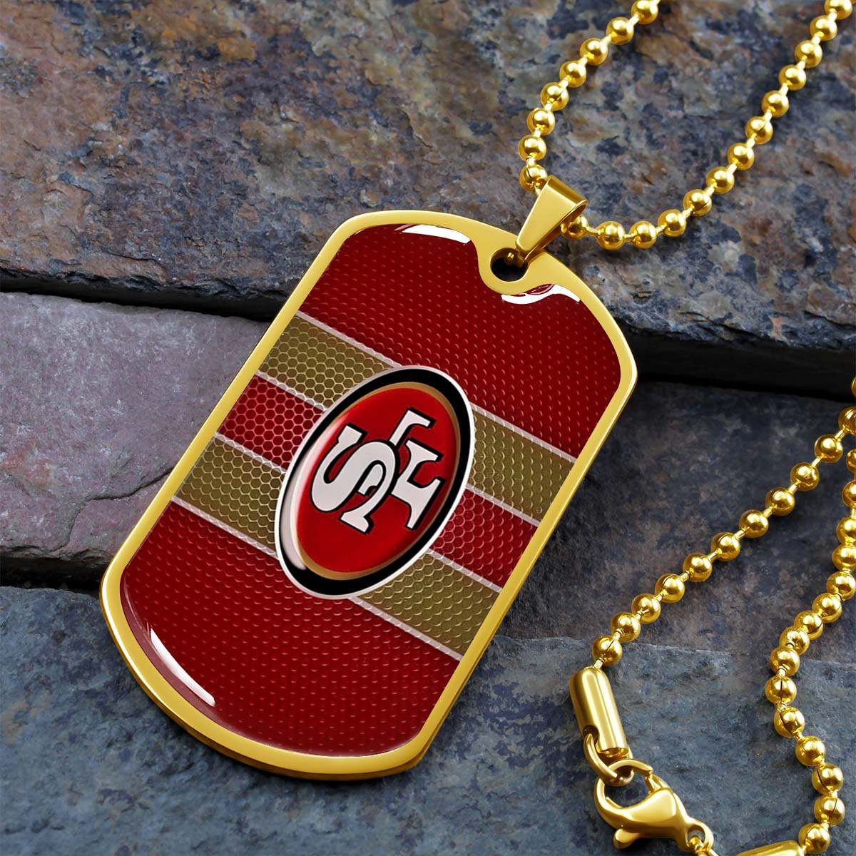 American Football Dog Tag Necklace - AFD041 - San Francisco 49ers - NFL Teams - Military Ball Chain