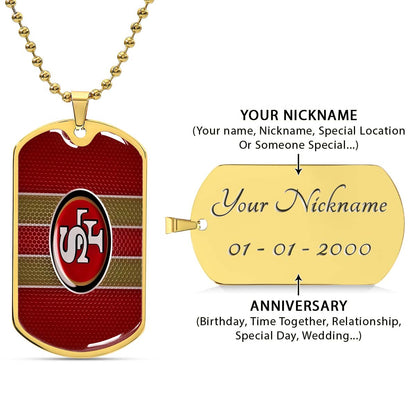 American Football Dog Tag Necklace - AFD041 - San Francisco 49ers - NFL Teams - Military Ball Chain