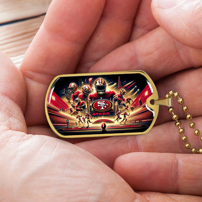 American Football Dog Tag Necklace - AFD042 - San Francisco 49ers NFL Super Bowl - Military Ball Chain