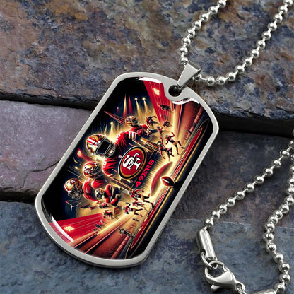 American Football Dog Tag Necklace - AFD042 - San Francisco 49ers NFL Super Bowl - Military Ball Chain
