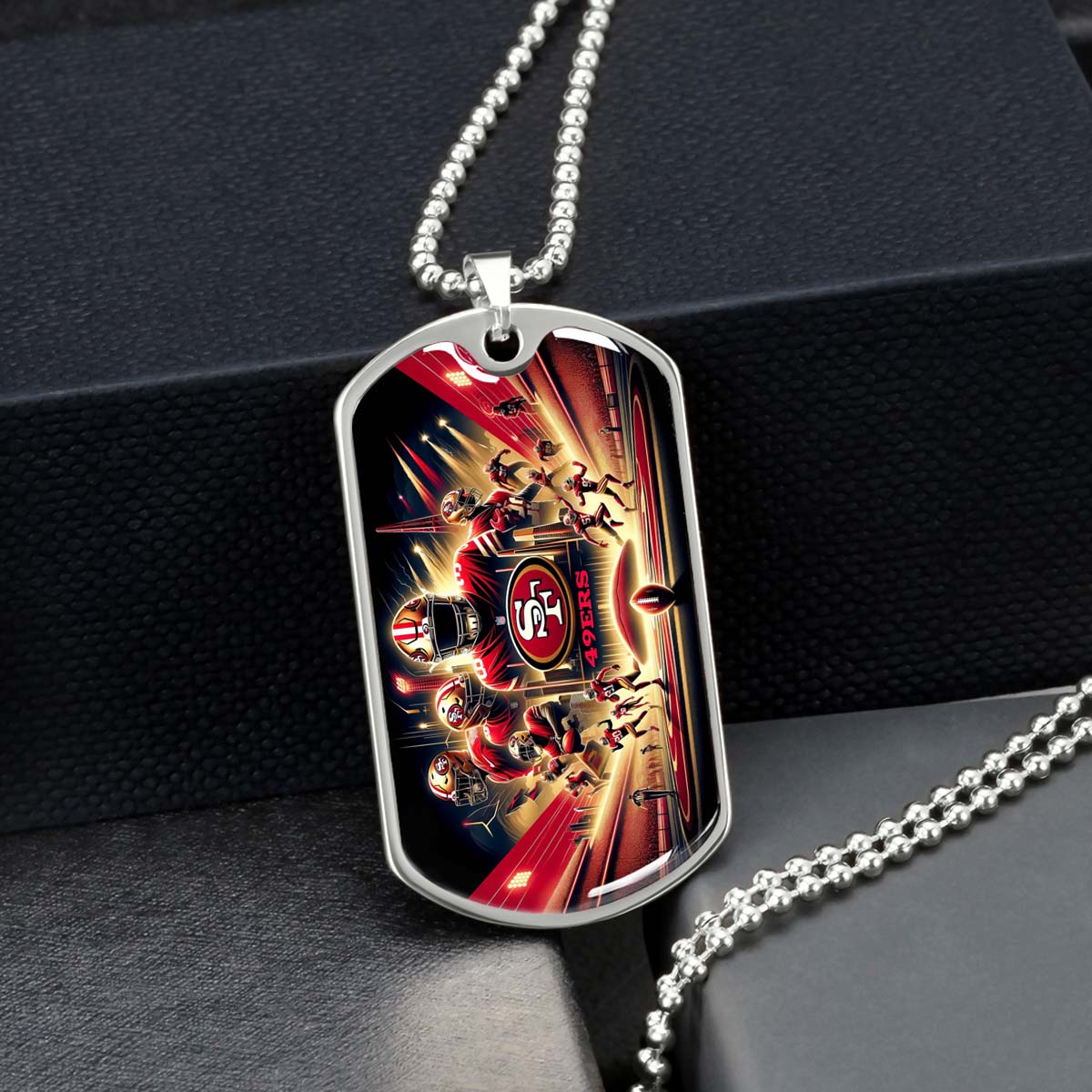 American Football Dog Tag Necklace - AFD042 - San Francisco 49ers NFL Super Bowl - Military Ball Chain