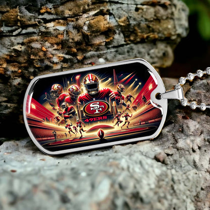 American Football Dog Tag Necklace - AFD042 - San Francisco 49ers NFL Super Bowl - Military Ball Chain