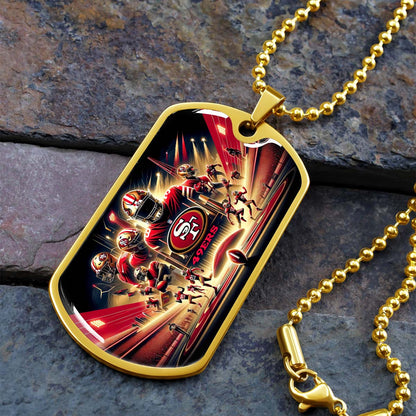 American Football Dog Tag Necklace - AFD042 - San Francisco 49ers NFL Super Bowl - Military Ball Chain