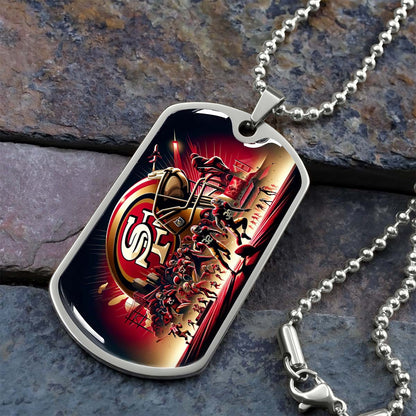 American Football Dog Tag Necklace - AFD043 - San Francisco 49ers NFL Super Bowl - Military Ball Chain