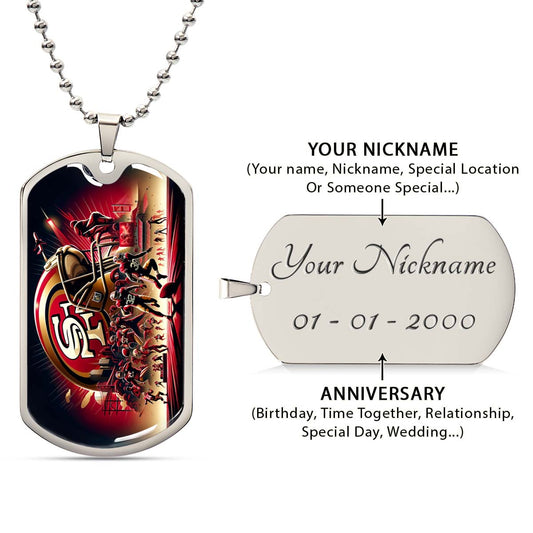 American Football Dog Tag Necklace - AFD043 - San Francisco 49ers NFL Super Bowl - Military Ball Chain