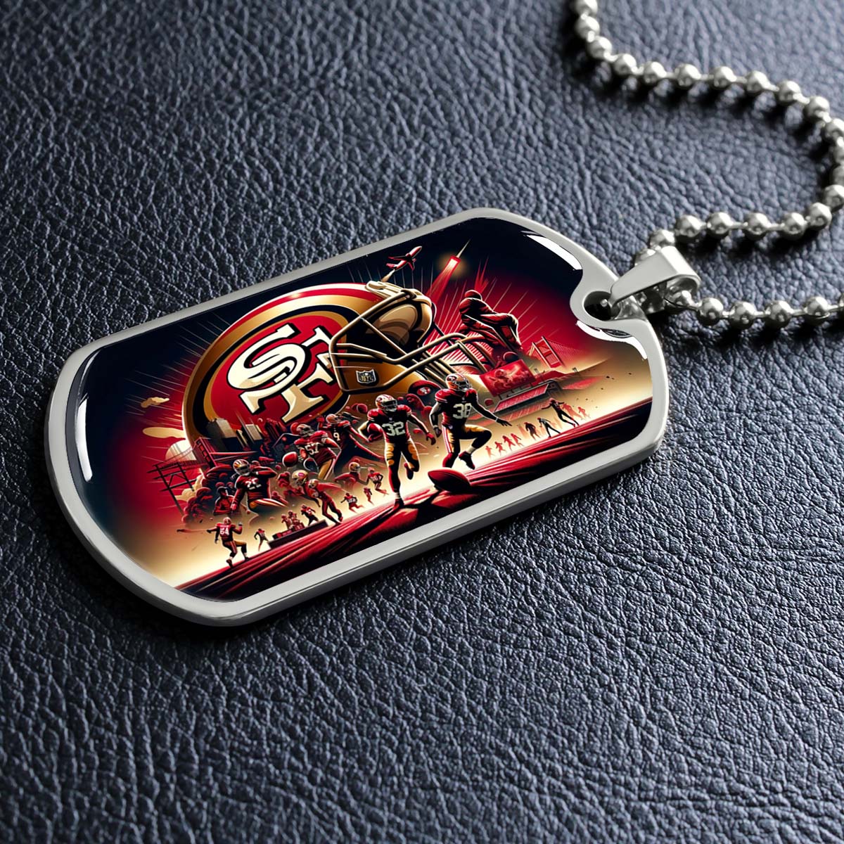 American Football Dog Tag Necklace - AFD043 - San Francisco 49ers NFL Super Bowl - Military Ball Chain