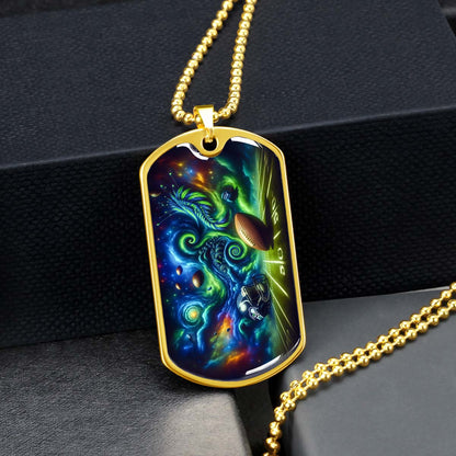 American Football Dog Tag Necklace - AFD044 - Seattle Seahawks Cosmic Touchdown - NFL Teams - Military Ball Chain