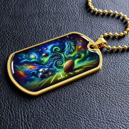 American Football Dog Tag Necklace - AFD044 - Seattle Seahawks Cosmic Touchdown - NFL Teams - Military Ball Chain