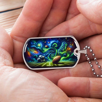 American Football Dog Tag Necklace - AFD044 - Seattle Seahawks Cosmic Touchdown - NFL Teams - Military Ball Chain