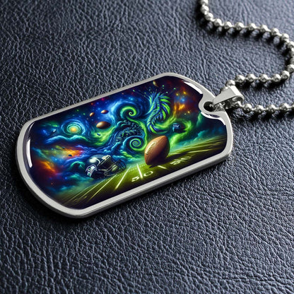American Football Dog Tag Necklace - AFD044 - Seattle Seahawks Cosmic Touchdown - NFL Teams - Military Ball Chain