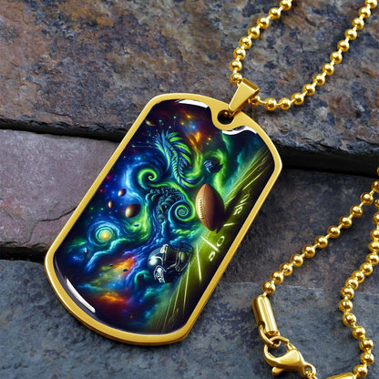 American Football Dog Tag Necklace - AFD044 - Seattle Seahawks Cosmic Touchdown - NFL Teams - Military Ball Chain