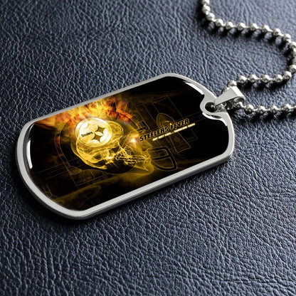 American Football Dog Tag Necklace - AFD046 - Steelers Fever A Passion for Pittsburgh Sports - Military Ball Chain
