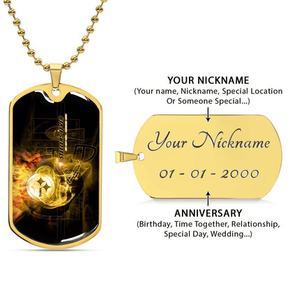 American Football Dog Tag Necklace - AFD046 - Steelers Fever A Passion for Pittsburgh Sports - Military Ball Chain
