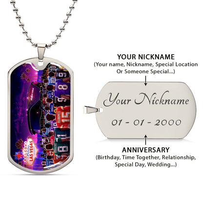 American Football Dog Tag Necklace - AFD048 - Super Bowl - NFL Stars & Las Vegas Stadium - Military Ball Chain