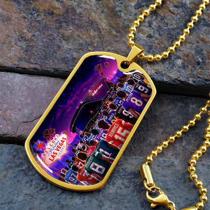 American Football Dog Tag Necklace - AFD048 - Super Bowl - NFL Stars & Las Vegas Stadium - Military Ball Chain
