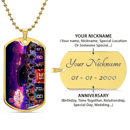 American Football Dog Tag Necklace - AFD048 - Super Bowl - NFL Stars & Las Vegas Stadium - Military Ball Chain