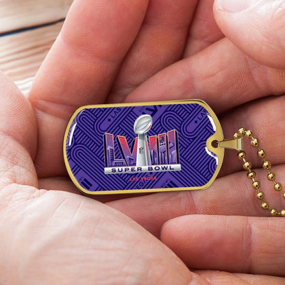 American Football Dog Tag Necklace - AFD049 - Super Bowl LVII NFL Championship - Military Ball Chain