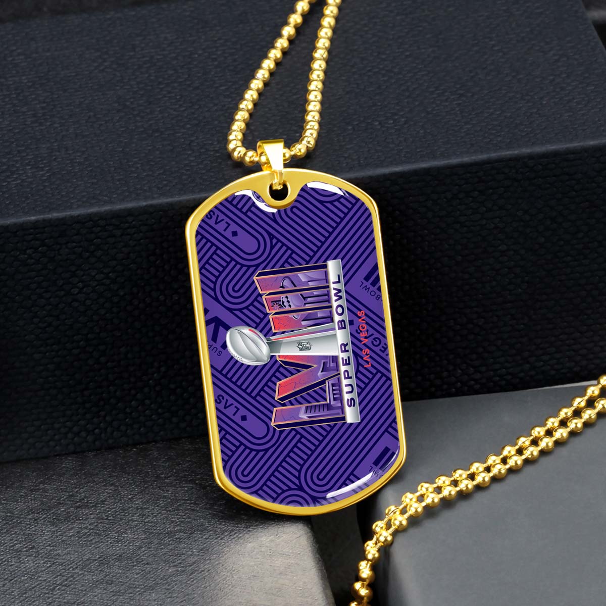 American Football Dog Tag Necklace - AFD049 - Super Bowl LVII NFL Championship - Military Ball Chain