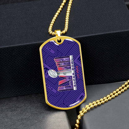 American Football Dog Tag Necklace - AFD049 - Super Bowl LVII NFL Championship - Military Ball Chain