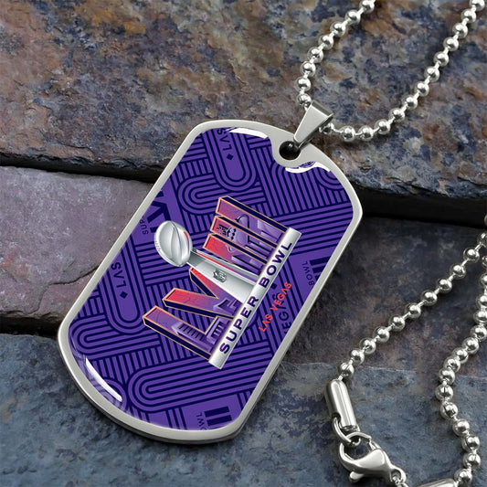 American Football Dog Tag Necklace - AFD049 - Super Bowl LVII NFL Championship - Military Ball Chain