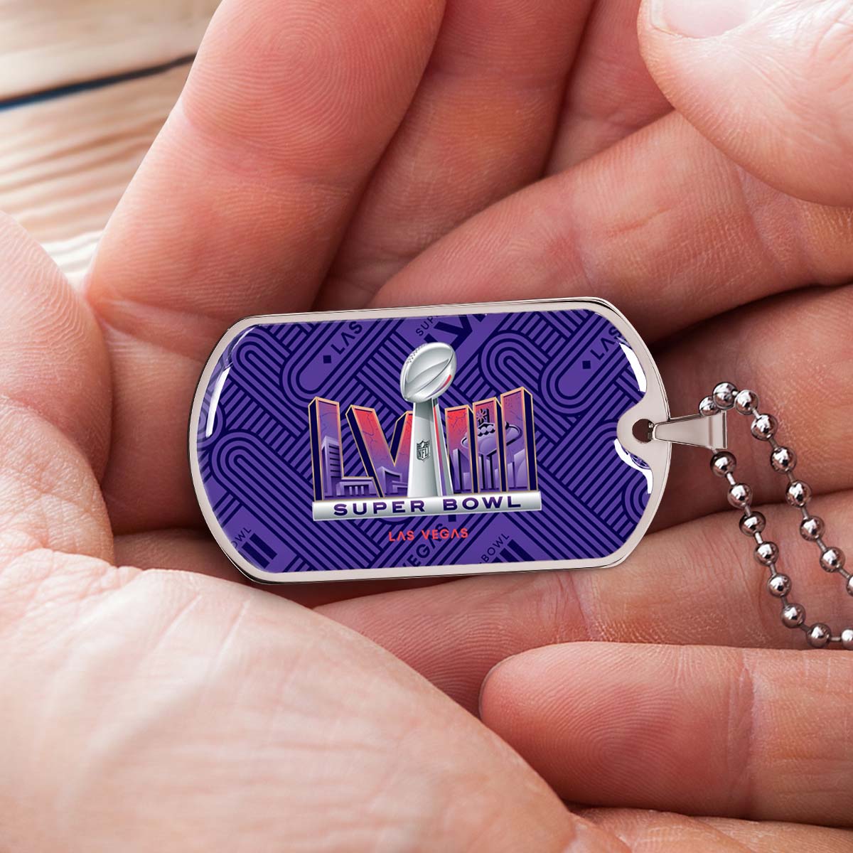 American Football Dog Tag Necklace - AFD049 - Super Bowl LVII NFL Championship - Military Ball Chain