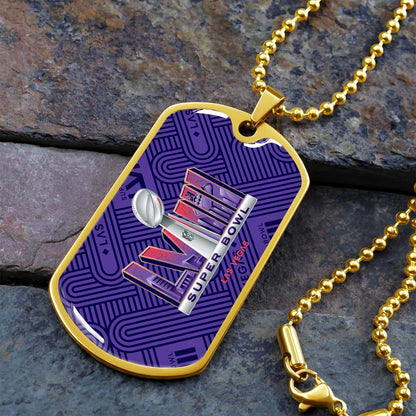 American Football Dog Tag Necklace - AFD049 - Super Bowl LVII NFL Championship - Military Ball Chain