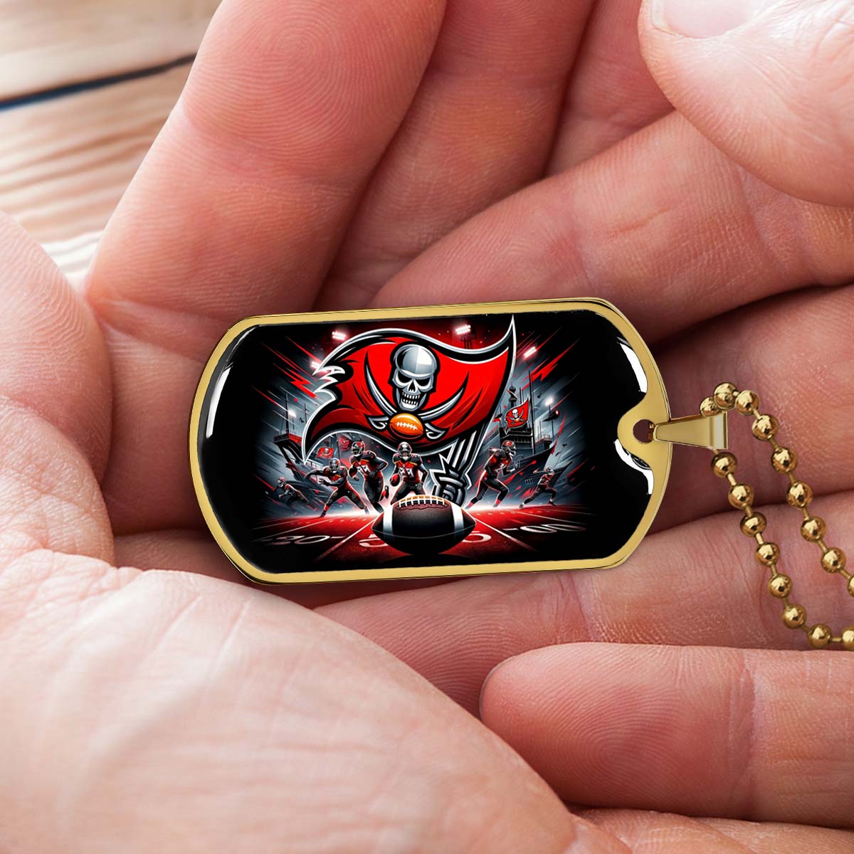 American Football Dog Tag Necklace - AFD050 - Tampa Bay Buccaneers Super Bowl Spirit - NFL Teams - Military Ball Chain