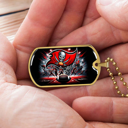 American Football Dog Tag Necklace - AFD050 - Tampa Bay Buccaneers Super Bowl Spirit - NFL Teams - Military Ball Chain