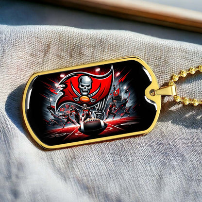 American Football Dog Tag Necklace - AFD050 - Tampa Bay Buccaneers Super Bowl Spirit - NFL Teams - Military Ball Chain