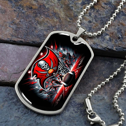 American Football Dog Tag Necklace - AFD050 - Tampa Bay Buccaneers Super Bowl Spirit - NFL Teams - Military Ball Chain
