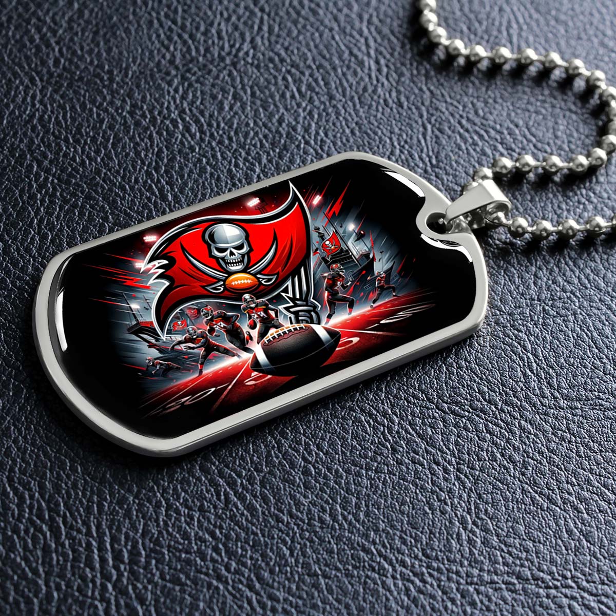 American Football Dog Tag Necklace - AFD050 - Tampa Bay Buccaneers Super Bowl Spirit - NFL Teams - Military Ball Chain