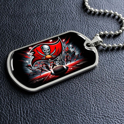 American Football Dog Tag Necklace - AFD050 - Tampa Bay Buccaneers Super Bowl Spirit - NFL Teams - Military Ball Chain
