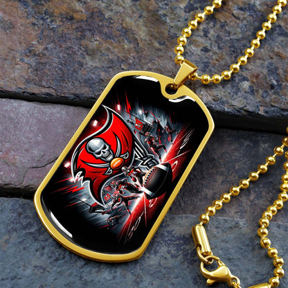 American Football Dog Tag Necklace - AFD050 - Tampa Bay Buccaneers Super Bowl Spirit - NFL Teams - Military Ball Chain