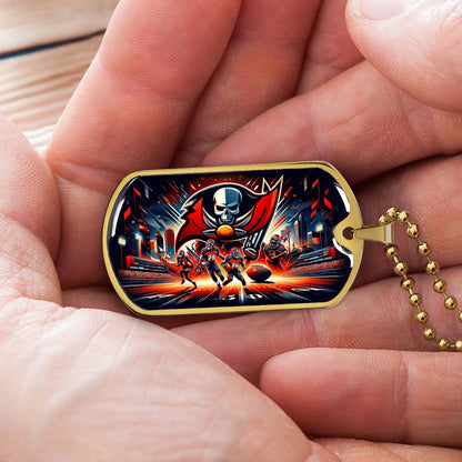 American Football Dog Tag Necklace - AFD051 - Tampa Bay Buccaneers Super Bowl Spirit - NFL Teams - Military Ball Chain