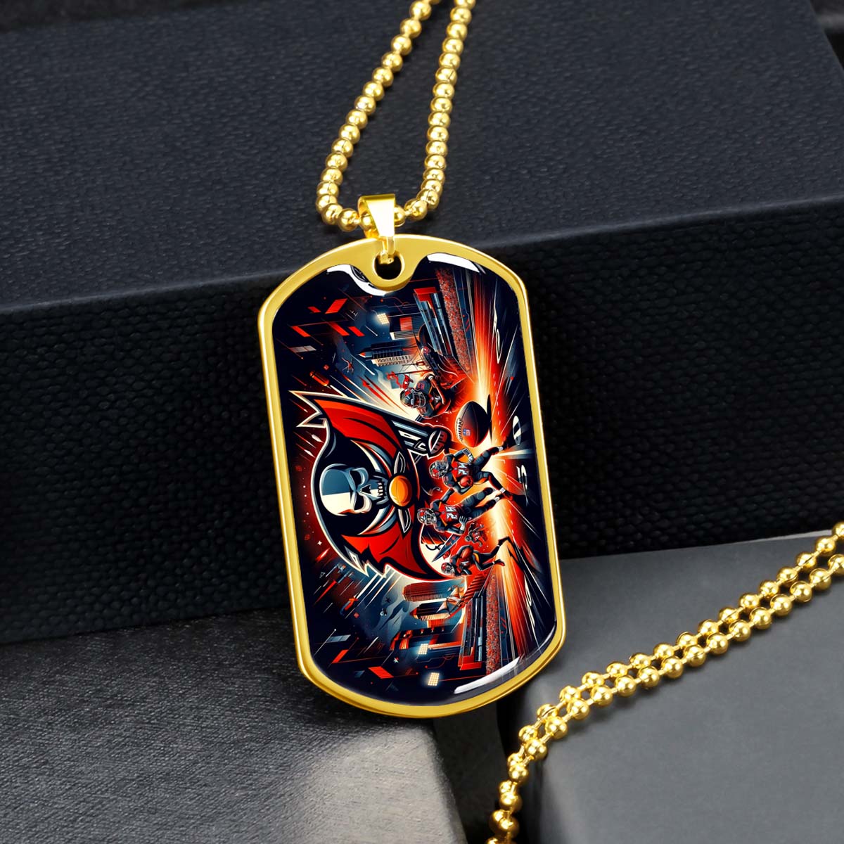 American Football Dog Tag Necklace - AFD051 - Tampa Bay Buccaneers Super Bowl Spirit - NFL Teams - Military Ball Chain