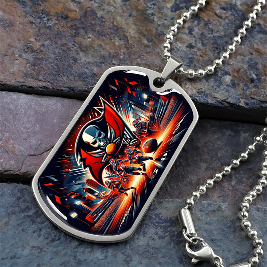 American Football Dog Tag Necklace - AFD051 - Tampa Bay Buccaneers Super Bowl Spirit - NFL Teams - Military Ball Chain