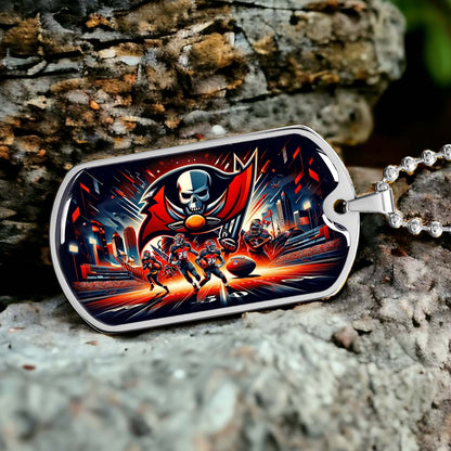 American Football Dog Tag Necklace - AFD051 - Tampa Bay Buccaneers Super Bowl Spirit - NFL Teams - Military Ball Chain