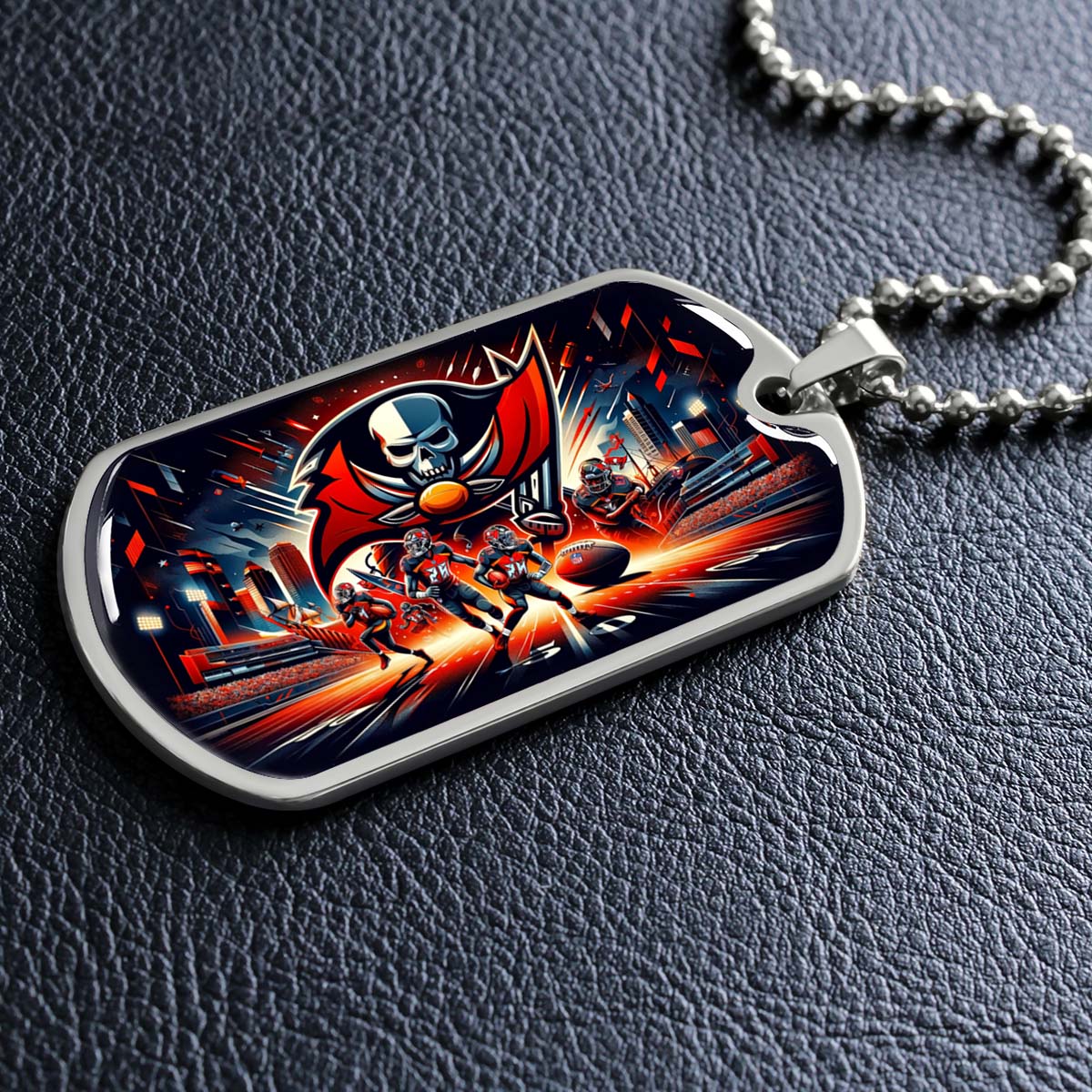 American Football Dog Tag Necklace - AFD051 - Tampa Bay Buccaneers Super Bowl Spirit - NFL Teams - Military Ball Chain