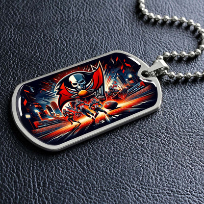 American Football Dog Tag Necklace - AFD051 - Tampa Bay Buccaneers Super Bowl Spirit - NFL Teams - Military Ball Chain