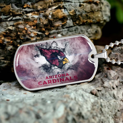 American Football Dog Tag Necklace - AFD052 - Arizona Cardinals - NFL Teams - Military Ball Chain
