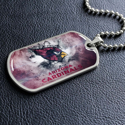 American Football Dog Tag Necklace - AFD052 - Arizona Cardinals - NFL Teams - Military Ball Chain