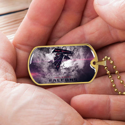 American Football Dog Tag Necklace - AFD053 - Atlanta Falcons - NFL Teams - Military Ball Chain