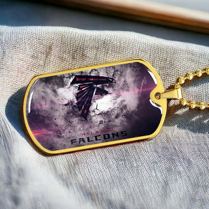 American Football Dog Tag Necklace - AFD053 - Atlanta Falcons - NFL Teams - Military Ball Chain