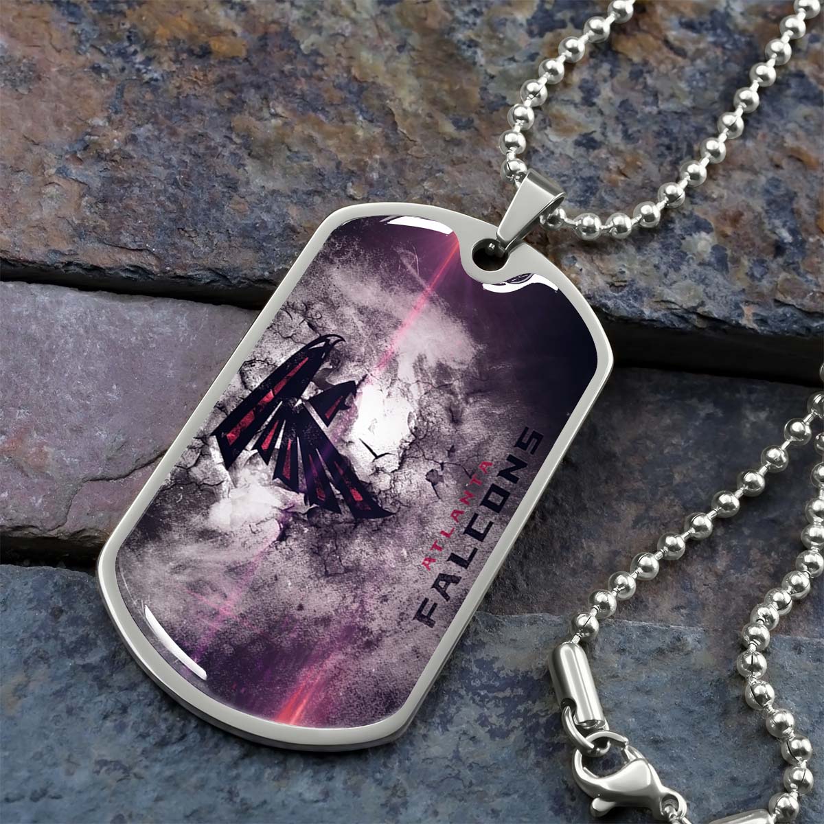 American Football Dog Tag Necklace - AFD053 - Atlanta Falcons - NFL Teams - Military Ball Chain