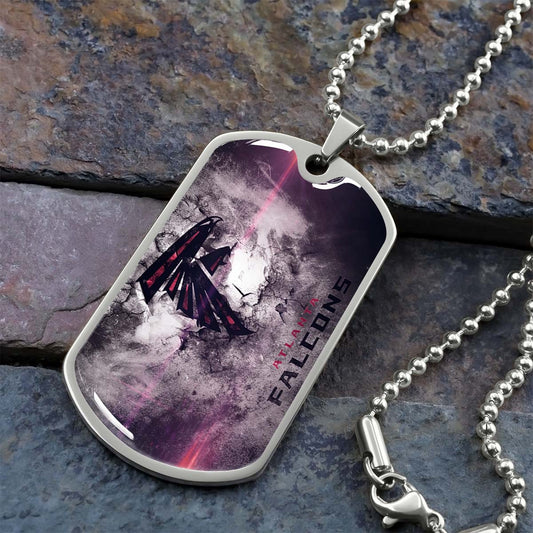 American Football Dog Tag Necklace - AFD053 - Atlanta Falcons - NFL Teams - Military Ball Chain