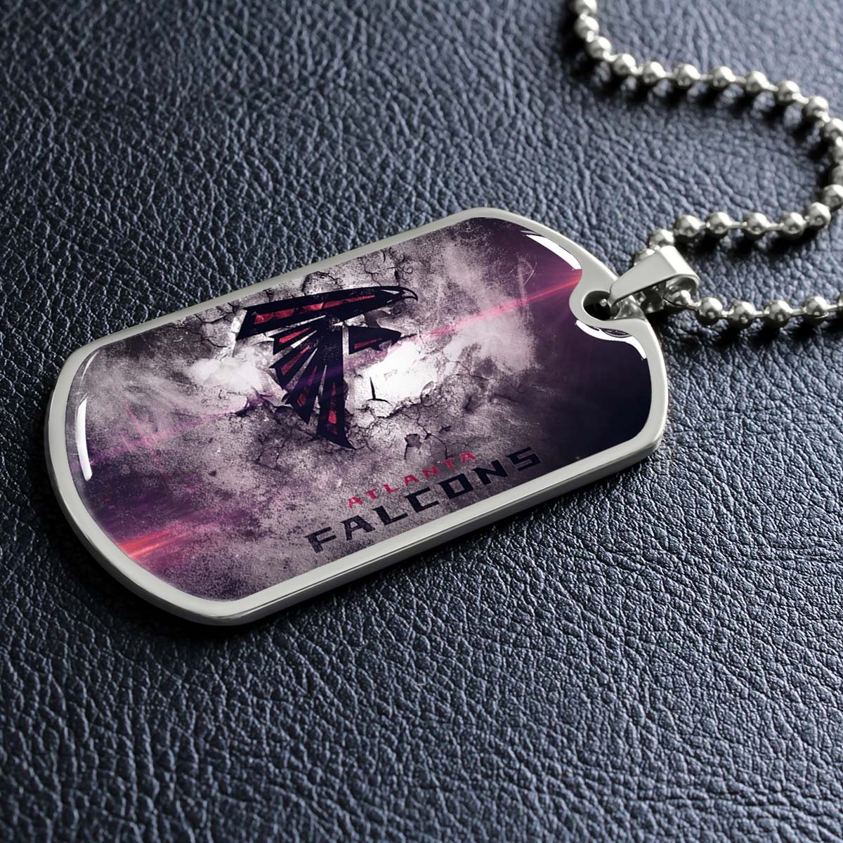 American Football Dog Tag Necklace - AFD053 - Atlanta Falcons - NFL Teams - Military Ball Chain