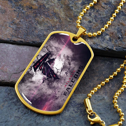 American Football Dog Tag Necklace - AFD053 - Atlanta Falcons - NFL Teams - Military Ball Chain