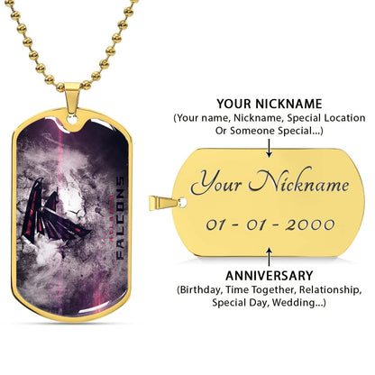 American Football Dog Tag Necklace - AFD053 - Atlanta Falcons - NFL Teams - Military Ball Chain