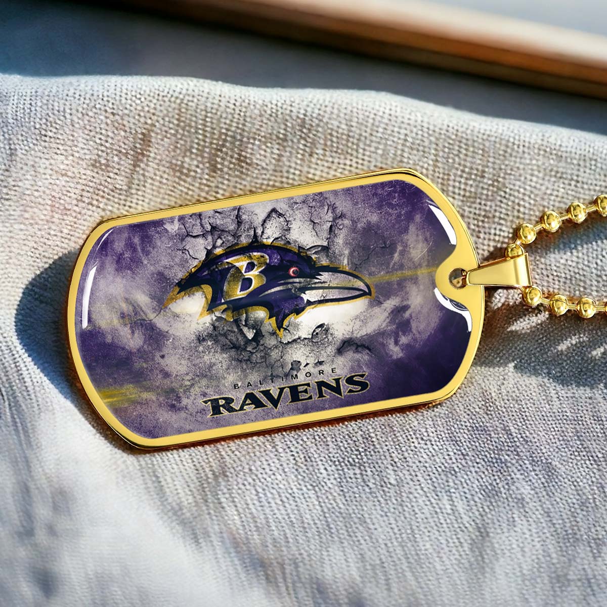 American Football Dog Tag Necklace - AFD054 - Baltimore Ravens - NFL Teams - Military Ball Chain
