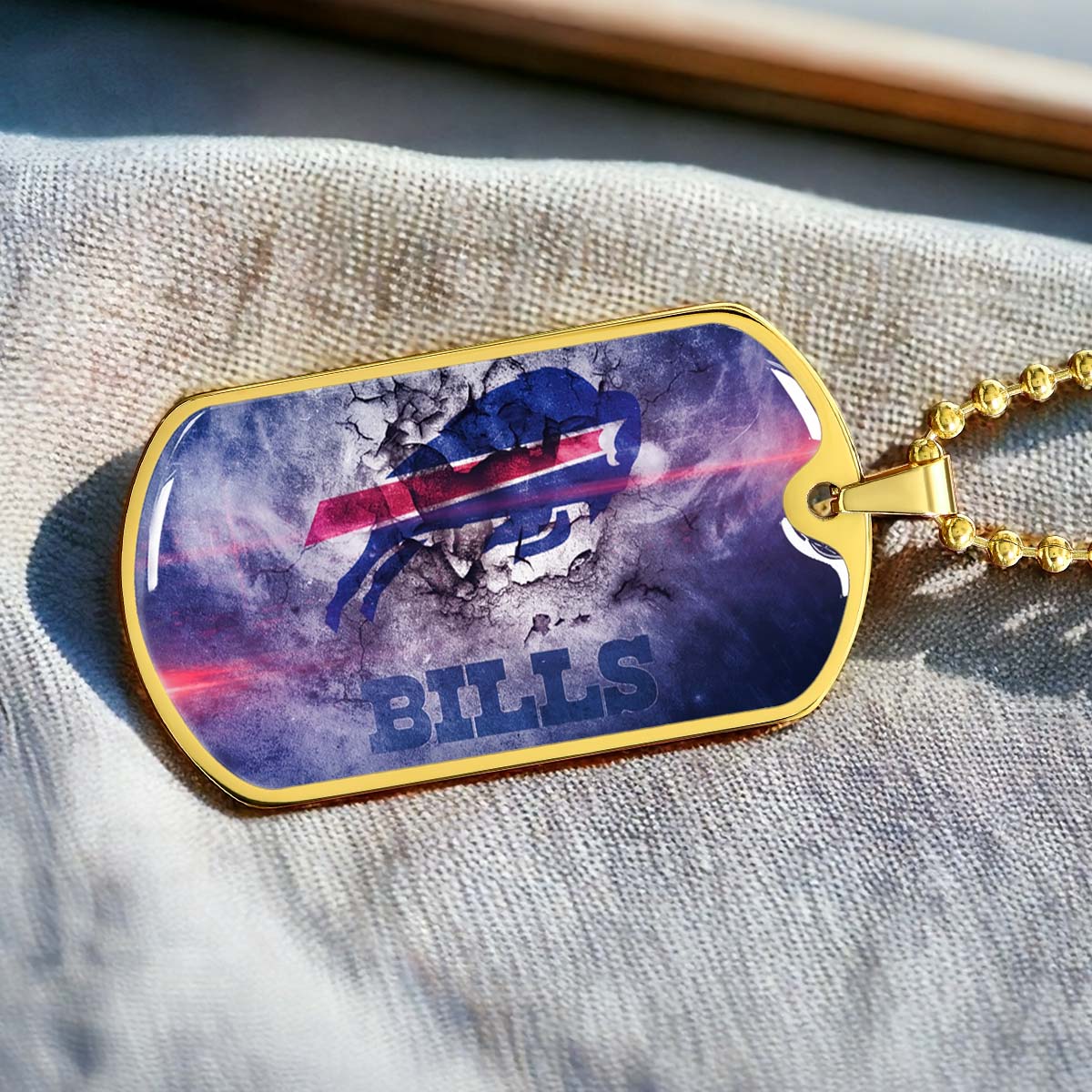 American Football Dog Tag Necklace - AFD055 - Buffalo Bills - NFL Teams - Military Ball Chain